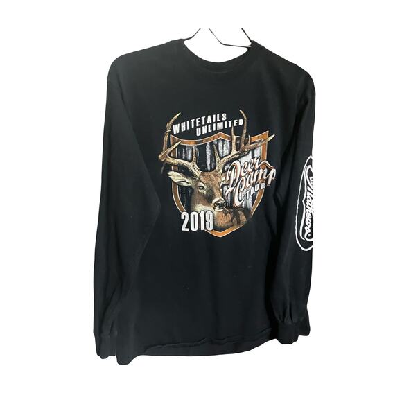 Whitetails Unlimited T Shirt Men's M Black Ultra Cotton Deer Camp Matthews 2019 - Picture 2 of 8